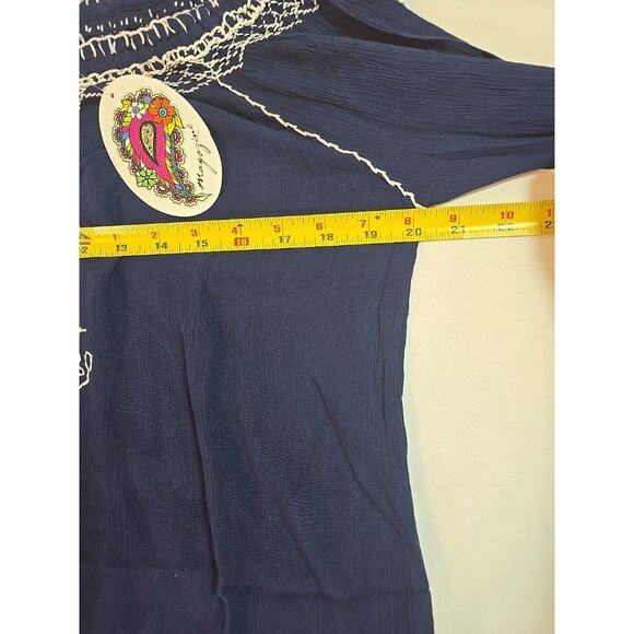 Embroidered boho top by Magazine Tassel tie front 100% Cotton Size M New - Picture 14 of 16